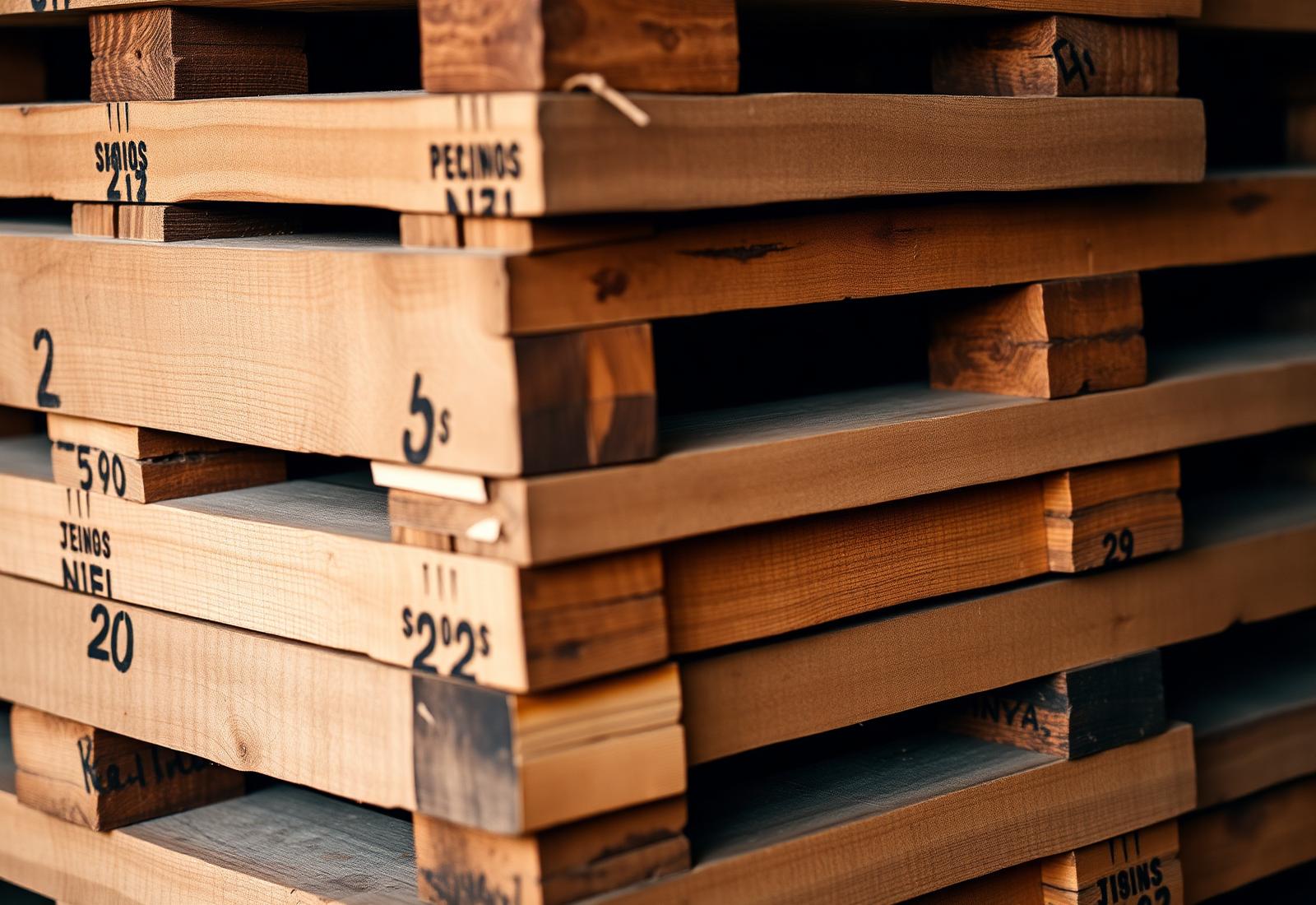 Stacked reclaimed wooden pallets
